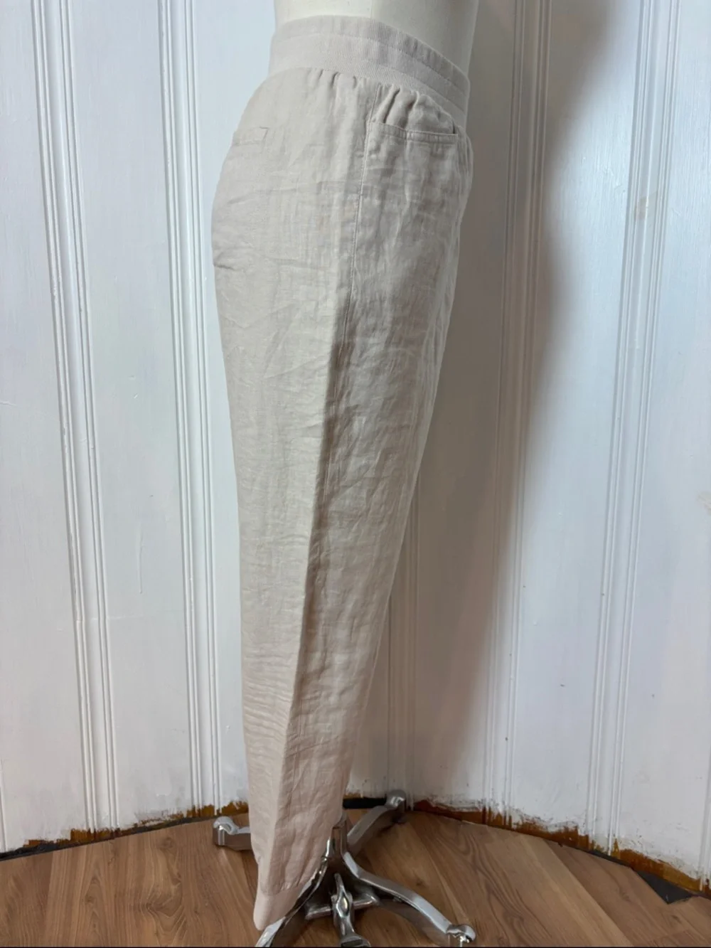 TRISTAN 100% Linen Set | Beige Jogger Pants & Sleeveless Button Shirt | Size XL - Picture 9 of 13